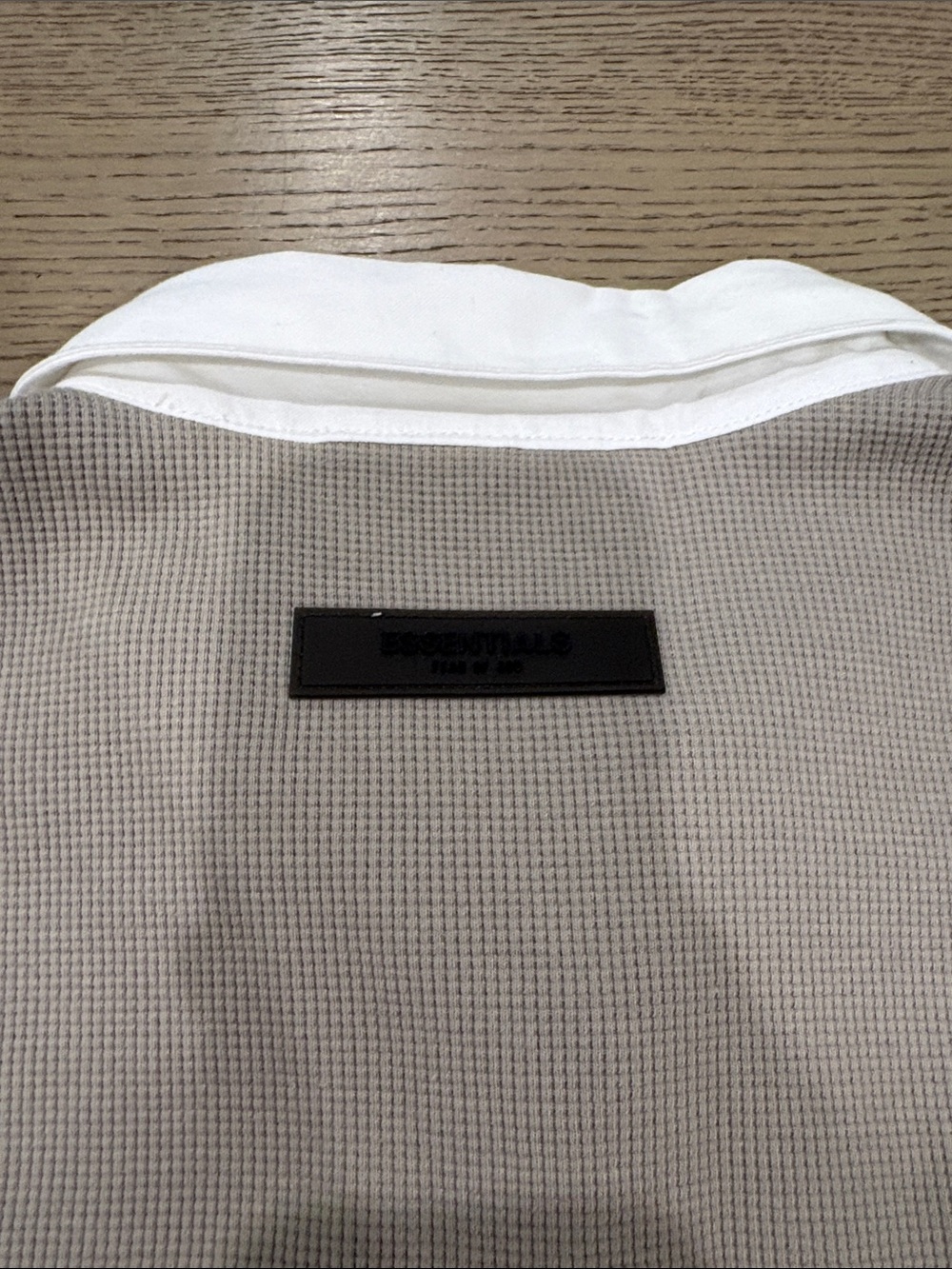 Fear of God ESSENTIALS Beige Rugby Pullover with White Collar - Picture 12 of 15
